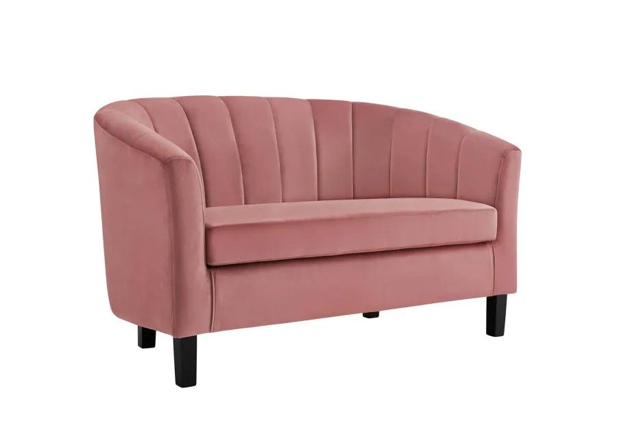 Prospect Channel Tufted Performance Velvet Loveseat and Armchair Set