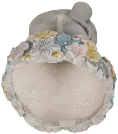 14" Face Planter With Flower Crown, Grey/multi