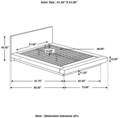 Immanuel Queen Platform Bed with Rail Seating Cappuccino