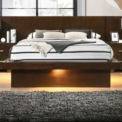 Immanuel Queen Platform Bed with Rail Seating Cappuccino