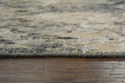 Finesse Beige/Gray Abstract Hand Spun New Zealand Wool/Tencel 2' x 3'  Rectangle Rug