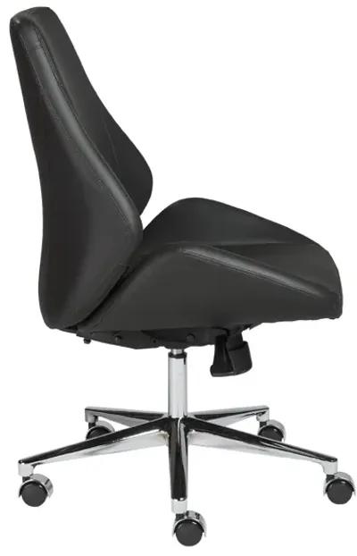 Bergen Low Back Office Chair w/o Armrests in Black with Chromed Aluminum Base