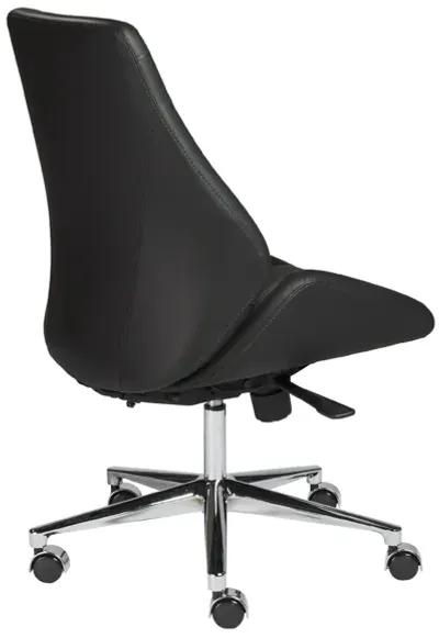 Bergen Low Back Office Chair w/o Armrests in Black with Chromed Aluminum Base