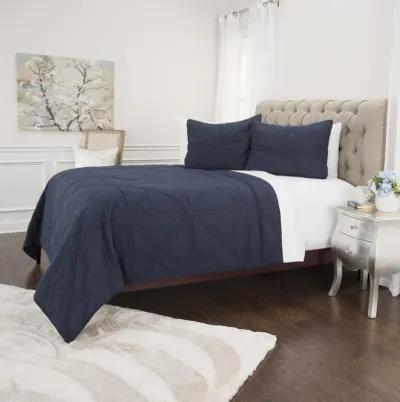 Simpson Indigo King Solid Blue Quilt -  Set of 3