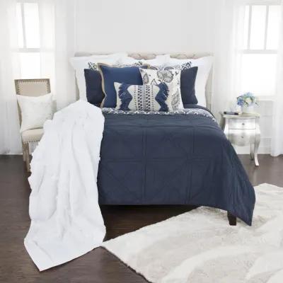 Simpson Indigo King Solid Blue Quilt -  Set of 3