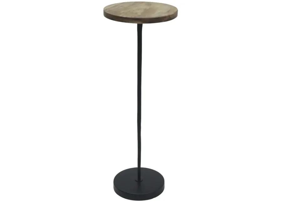 Metal/wood, 21"h Drink Table, Brown/black