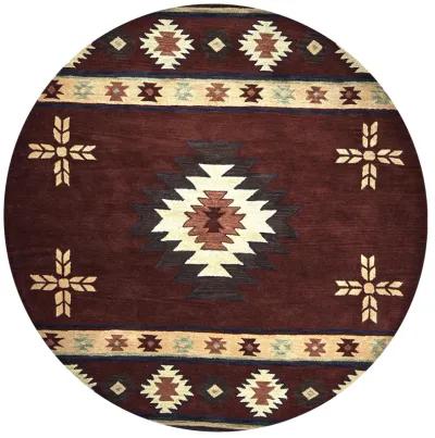 Southwest Red Southwest/Tribal Wool 10' Round Round  Rug