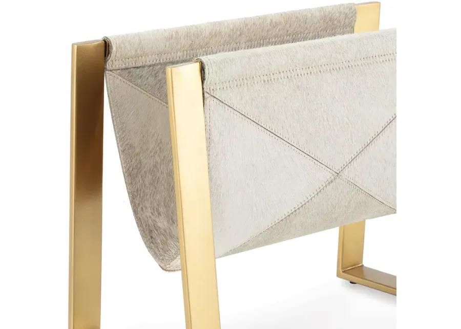 Andres Hair on Hide Magazine Rack (Brass)