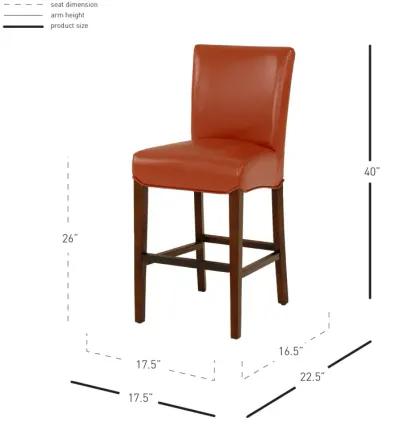 milton bonded leather counter stool, pumpkin