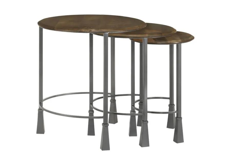 Deja 3-piece Round Nesting Table Natural and Gunmetal