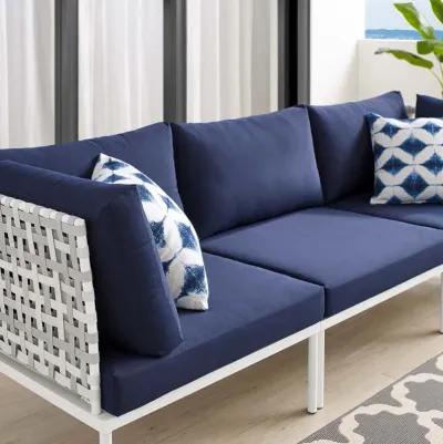 Harmony Sunbrella® Basket Weave Outdoor Patio Aluminum Sofa