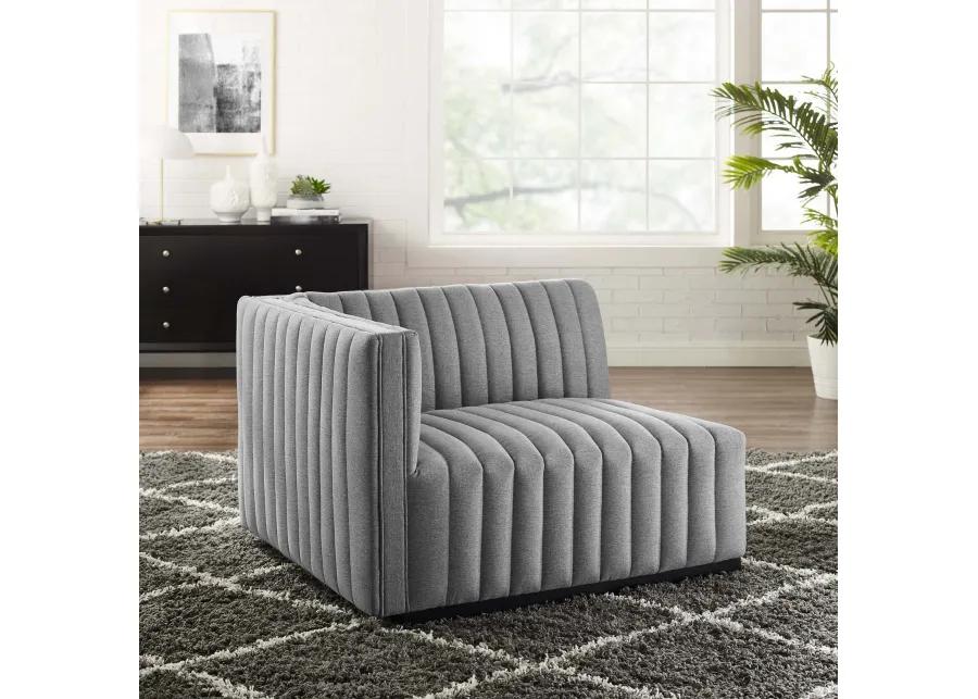 Conjure Channel Tufted Upholstered Fabric Left-Arm Chair