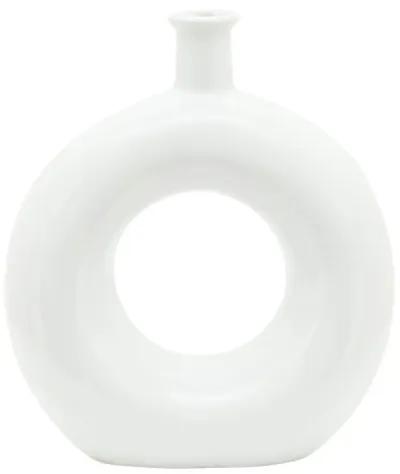 Ceramic, 8"h Round Cut-out Vase, White