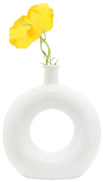 Ceramic, 8"h Round Cut-out Vase, White