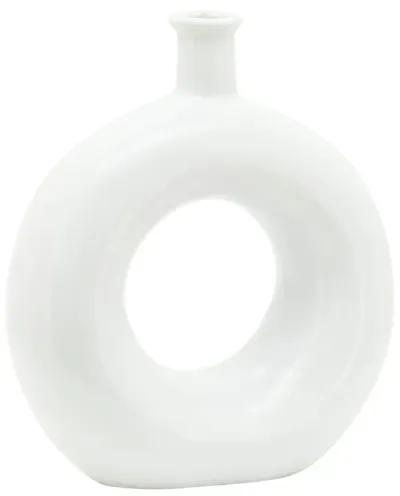 Ceramic, 8"h Round Cut-out Vase, White