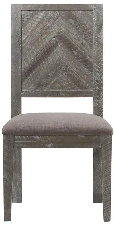 Herringbone Solid Wood Upholstered Dining Chair in Rustic Latte