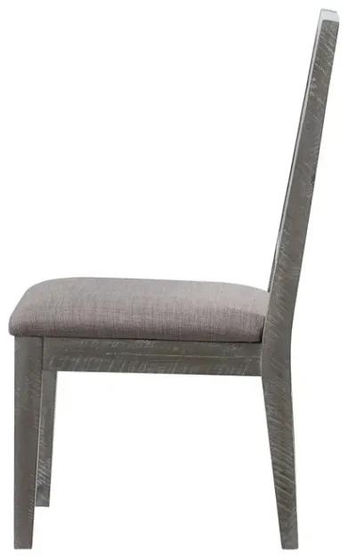 Herringbone Solid Wood Upholstered Dining Chair in Rustic Latte