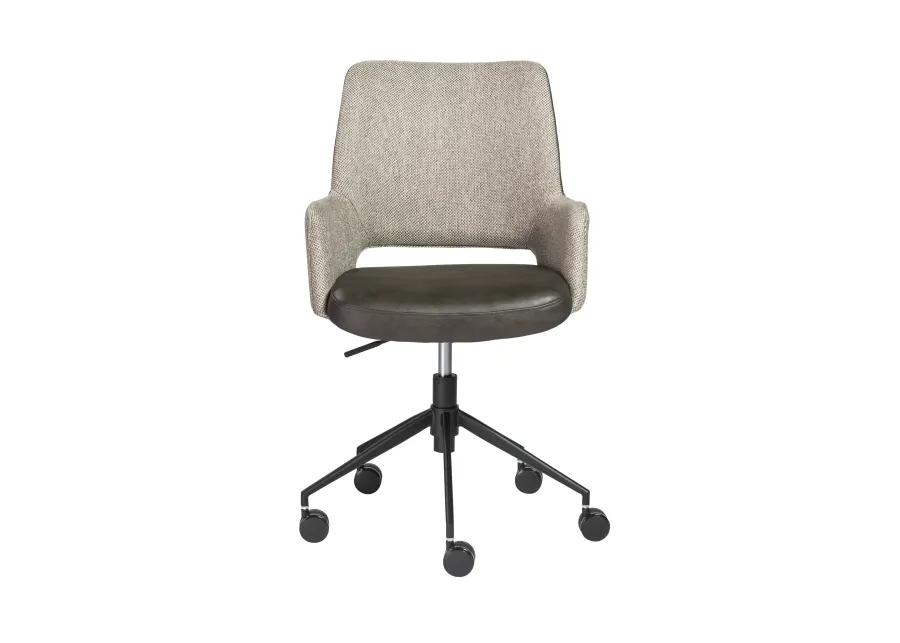 Desi Office Chair in Light Gray Fabric and Dark Gray Leatherette with Black Base