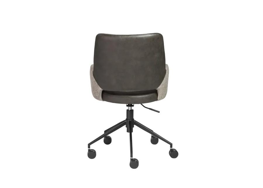 Desi Office Chair in Light Gray Fabric and Dark Gray Leatherette with Black Base