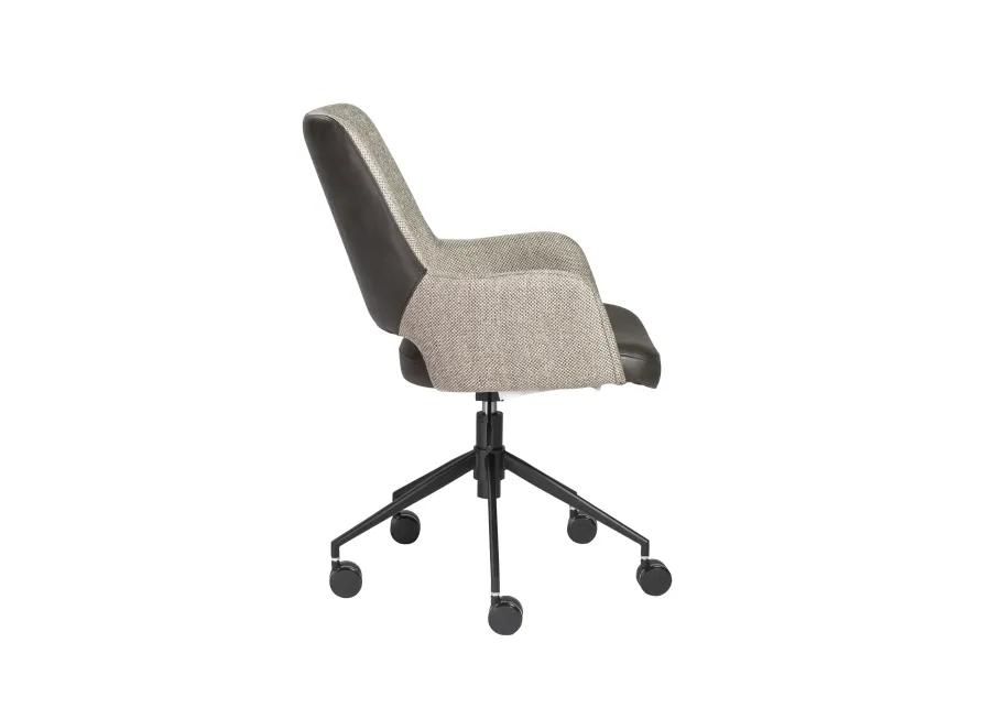 Desi Office Chair in Light Gray Fabric and Dark Gray Leatherette with Black Base