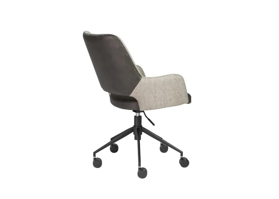 Desi Office Chair in Light Gray Fabric and Dark Gray Leatherette with Black Base