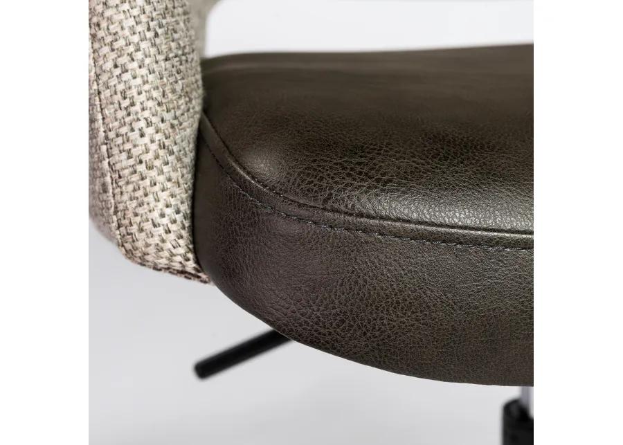 Desi Office Chair in Light Gray Fabric and Dark Gray Leatherette with Black Base