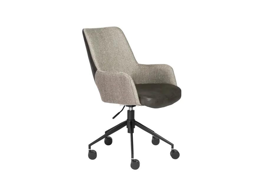 Desi Office Chair in Light Gray Fabric and Dark Gray Leatherette with Black Base