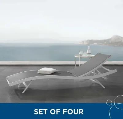 Glimpse Outdoor Patio Mesh Chaise Lounge Set of 4