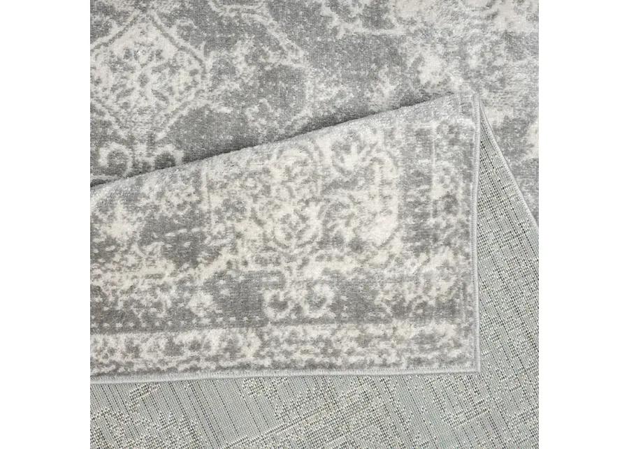 Madison Park Asher Cream/Grey Distressed Medallion Woven Area Rug