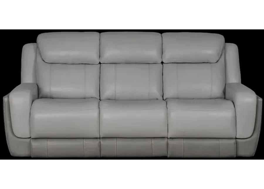 Rosalyn 87" Zero Gravity Power Reclining Sofa with Dropdown Console in Silver and Gray Leather