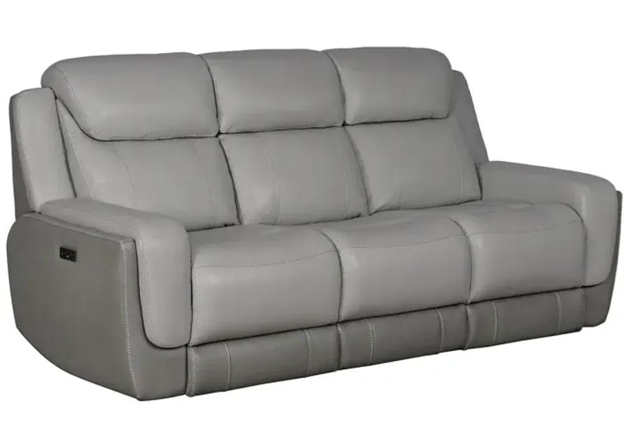 Rosalyn 87" Zero Gravity Power Reclining Sofa with Dropdown Console in Silver and Gray Leather