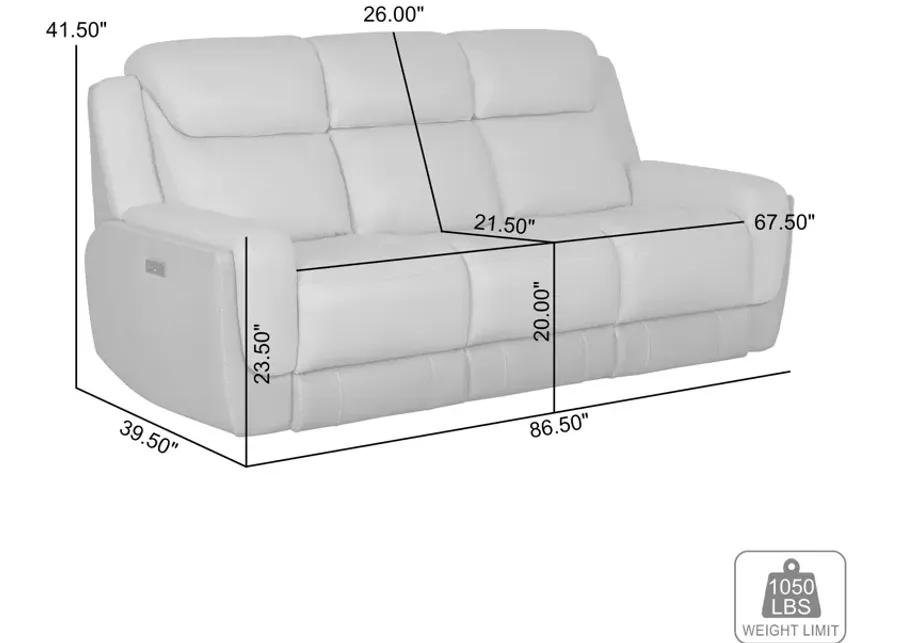 Rosalyn 87" Zero Gravity Power Reclining Sofa with Dropdown Console in Silver and Gray Leather