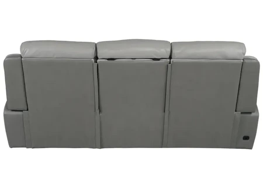 Rosalyn 87" Zero Gravity Power Reclining Sofa with Dropdown Console in Silver and Gray Leather