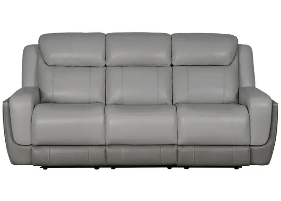 Rosalyn 87" Zero Gravity Power Reclining Sofa with Dropdown Console in Silver and Gray Leather