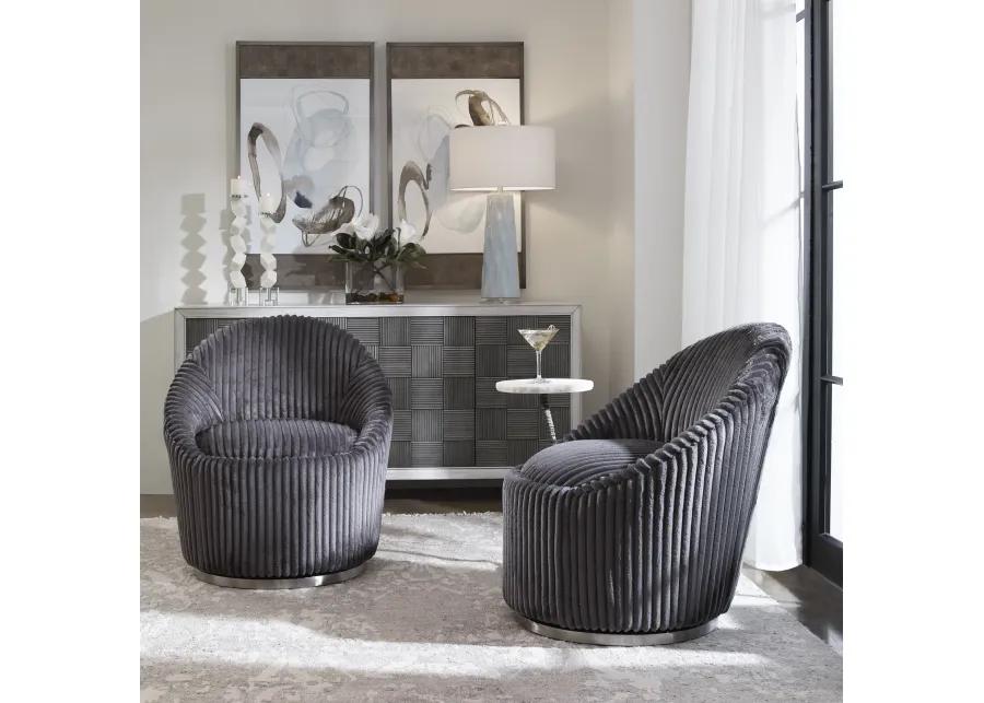 Crue Gray Fabric Swivel Chair