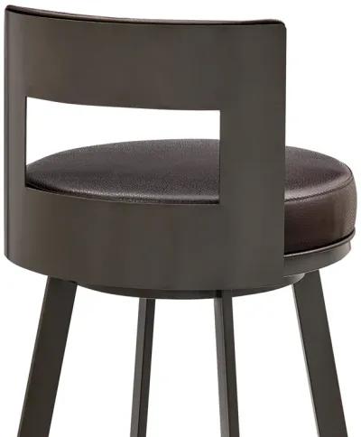 Flynn 30" Swivel Bar Stool in Brown Metal with Brown Faux Leather