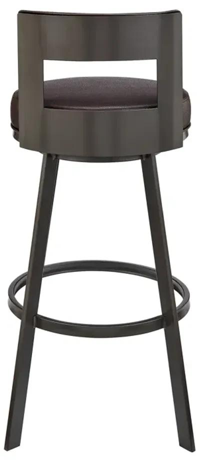 Flynn 30" Swivel Bar Stool in Brown Metal with Brown Faux Leather