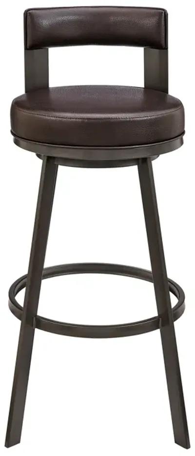 Flynn 30" Swivel Bar Stool in Brown Metal with Brown Faux Leather