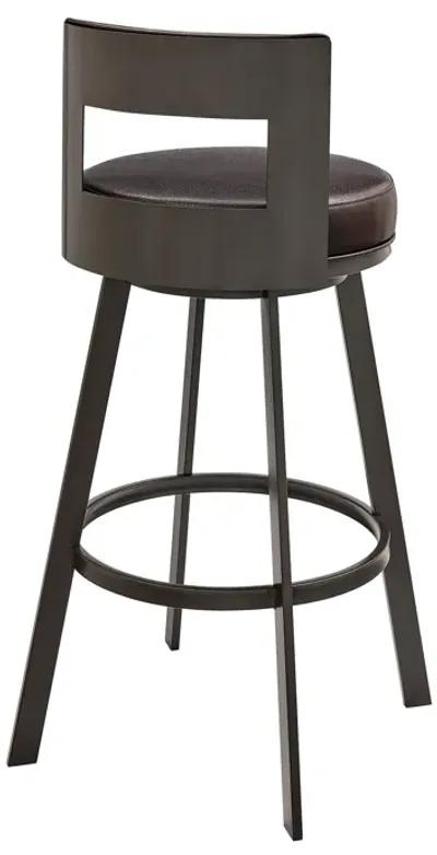 Flynn 30" Swivel Bar Stool in Brown Metal with Brown Faux Leather