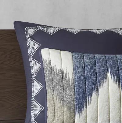 INK+IVY Alpine Navy 3 Piece Printed Cotton Quilt Set