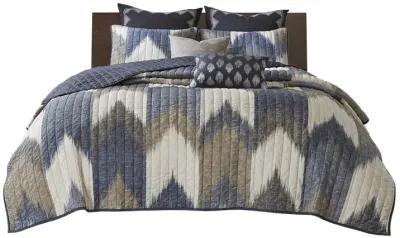 INK+IVY Alpine Navy 3 Piece Printed Cotton Quilt Set