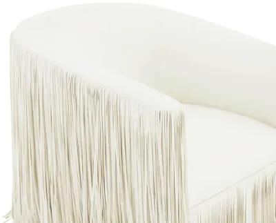 Shag Me Ivory Vegan Leather Swivel Chair