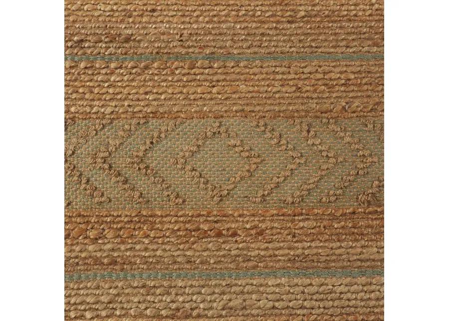 Earl Tan/ Seafoam Geometric Farmhouse Organic Jute Indoor Area Rug 7'9" x 9'9"