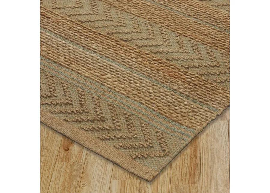 Earl Tan/ Seafoam Geometric Farmhouse Organic Jute Indoor Area Rug 7'9" x 9'9"