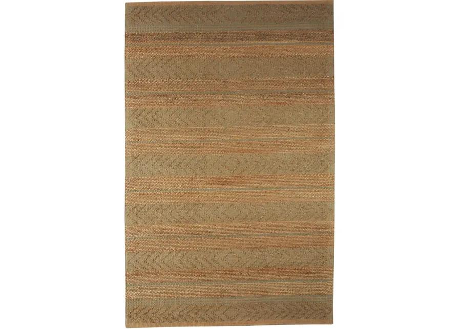 Earl Tan/ Seafoam Geometric Farmhouse Organic Jute Indoor Area Rug 7'9" x 9'9"