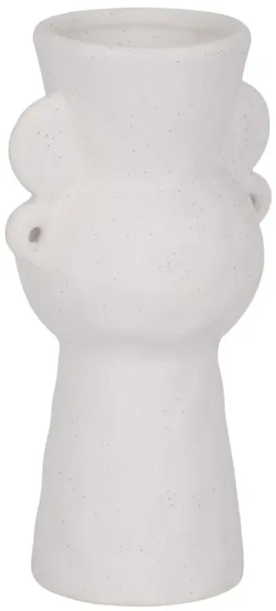 8" Rough Totem Bud Vase, White