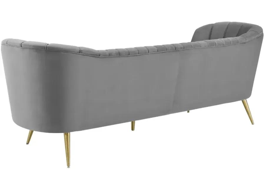 Opportunity Vertical Channel Tufted Curved Performance Velvet Sofa