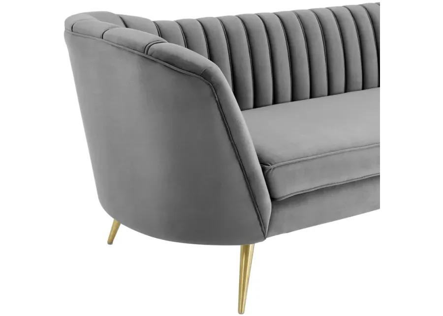 Opportunity Vertical Channel Tufted Curved Performance Velvet Sofa