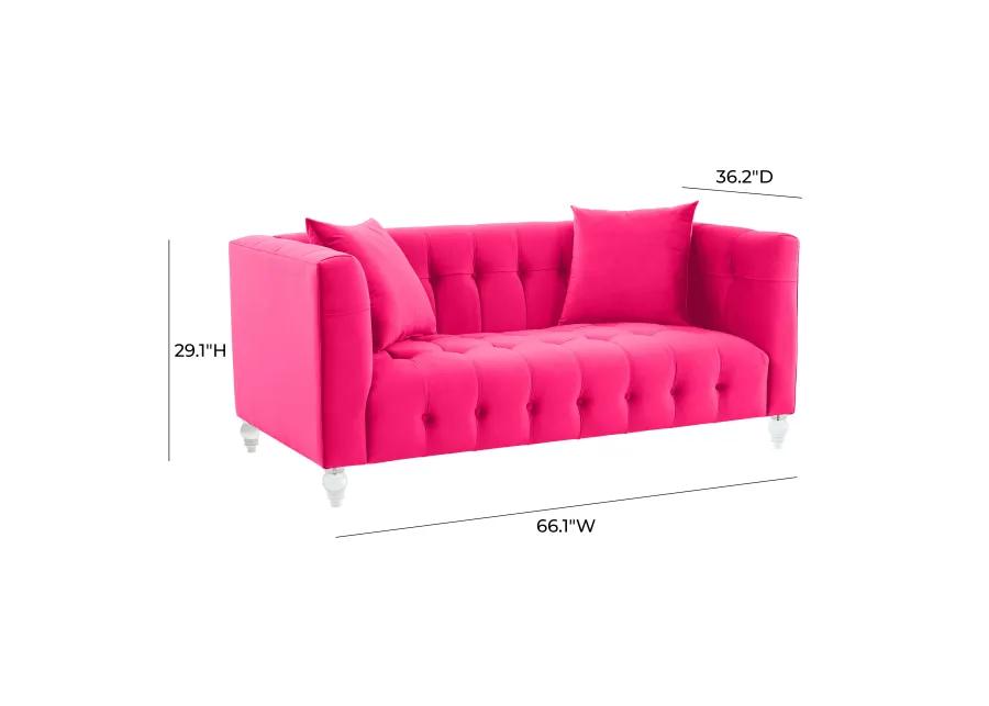 Bea Hot Pink Velvet Loveseat