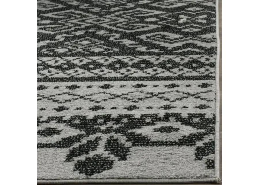 Adirondack Contemporary Silver / Black 2'-6" X 8' Powerloomed Rug